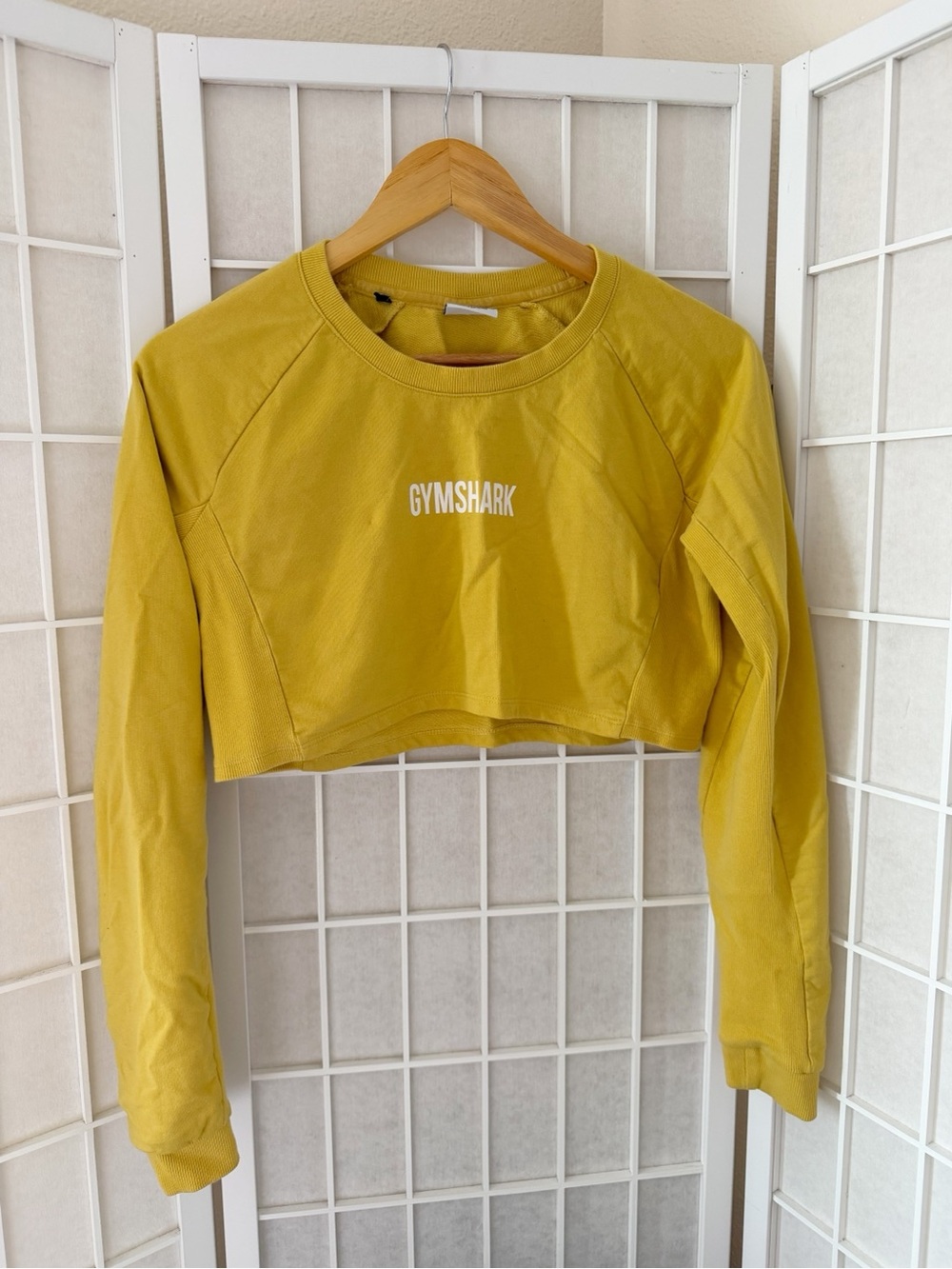 Gymshark Yellow Cropped Hoodie Small